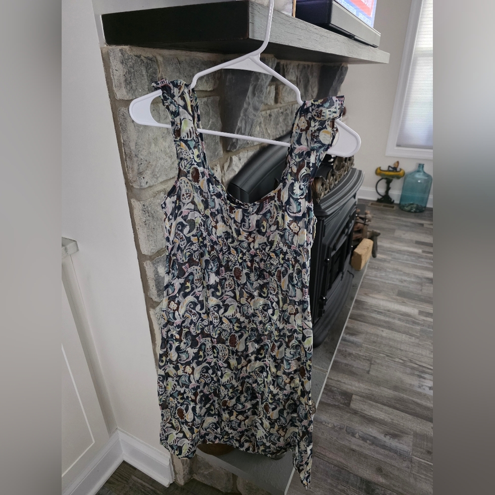 Theory Floral Sleeveless Scoop Neck Sundress